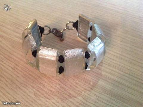 Bracelet feuille argent et plastique créateur coco