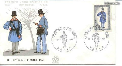 Enveloppe 1er jour Journée du timbre 1968 Paris