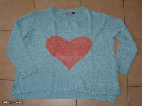 Pull femme motif coeur (taille 36)