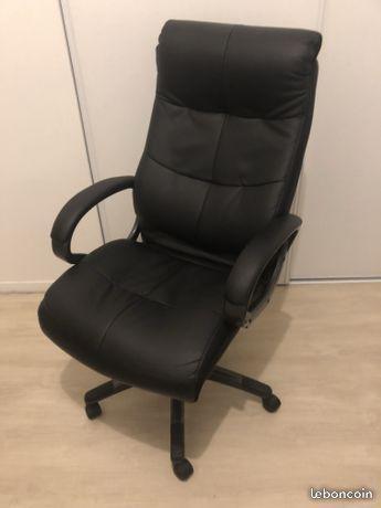 Chaise / siège de bureau en cuire noir
