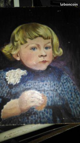 Portrait d'enfant .tableau ancien