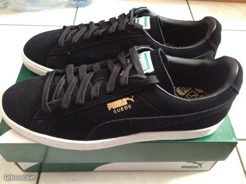 Chaussures PUMA Suede Taille 41 Noir Or NEUF