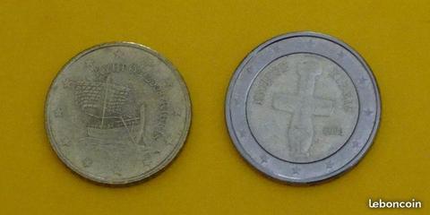 Lot pièces euros Chypre (50 cent. et 2 euros)