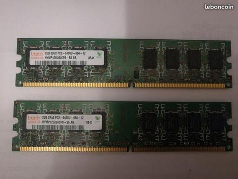 2 barettes mémoire Hynix 2Gb 2Rx8 PC2 6400U
