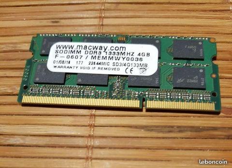 Mémoire RAM 4G PC3-10600 macbook pro i5 i7