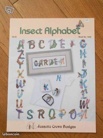 Modèle de broderie alphabet insectes - NEUF