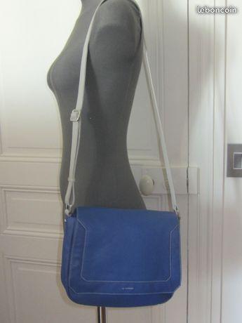 Sac besace neuf LE TANNEUR bleu indigo/taupe