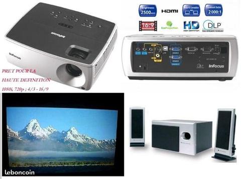 Videoprojecteur HD + ecran HD+ sono ultra portable