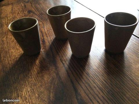 VERRE EN GRES MARRON ( lot de