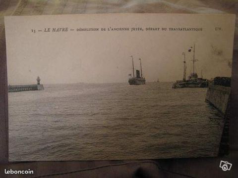 Cpa carte postale ancienne le havre transatlantiqu