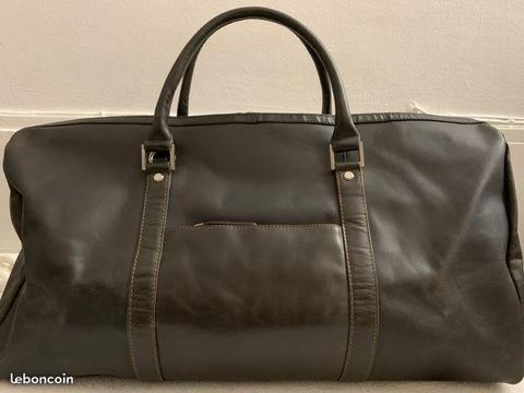 Sac de voyage neuf en cuir lisse marron