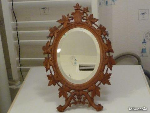 Ancien miroir ovale avec support