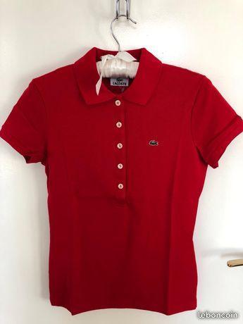 Polo LACOSTE femme T38 rouge NEUF